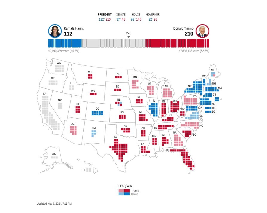 نتیجه انتخابات ریاست ‎جمهوری ۲۰۲۴ آمریکا